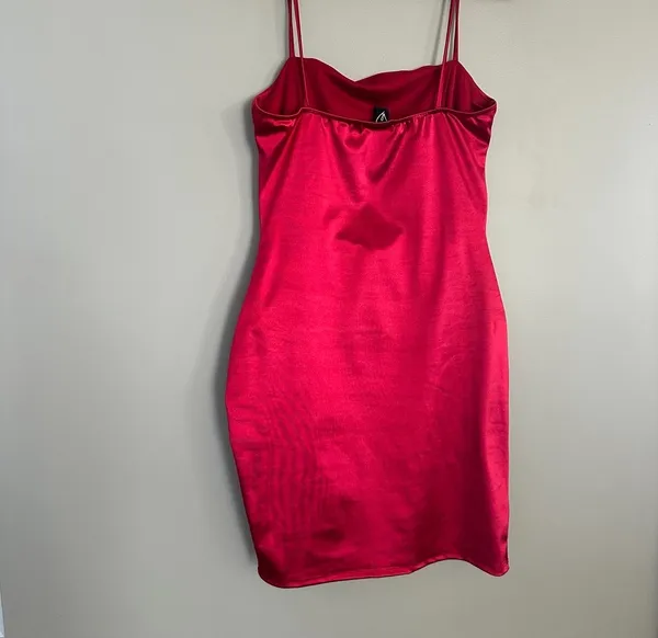 Windsor Red Satin Mini Dress Size Medium - Image 3