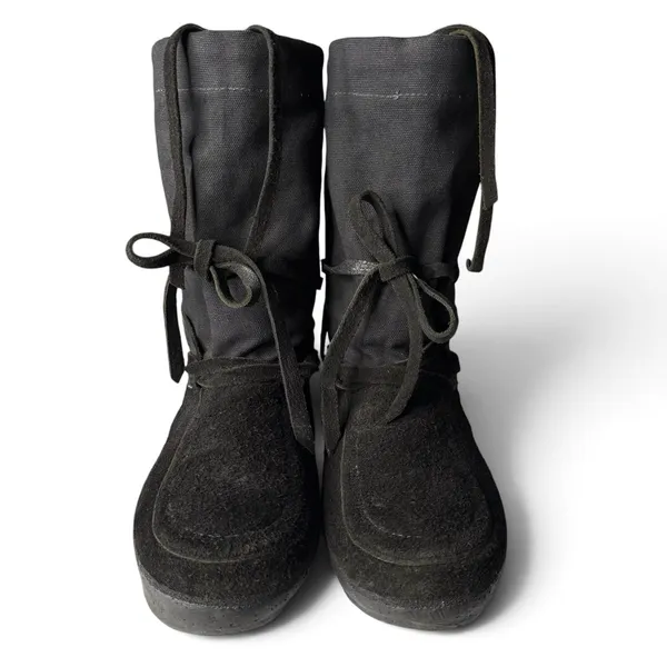 STEGER MUKLUKS Sz 8 Black Moosehide Leather OJIBWA Winter Boots Made In USA - Image 3