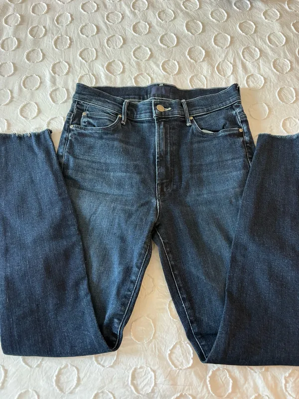 MOTHER Denim Jeans Skinny Looker Ankle Fray - Image 4