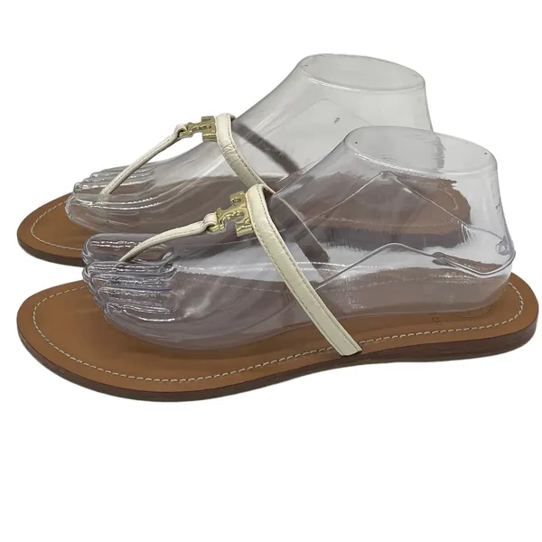Tory Burch 'T' Logo Leather Thong Sandal - White - 9 - Image 4