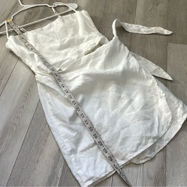 Reformation Linen Dress marseilles mini womens White (size 8) resortwear party - Image 9