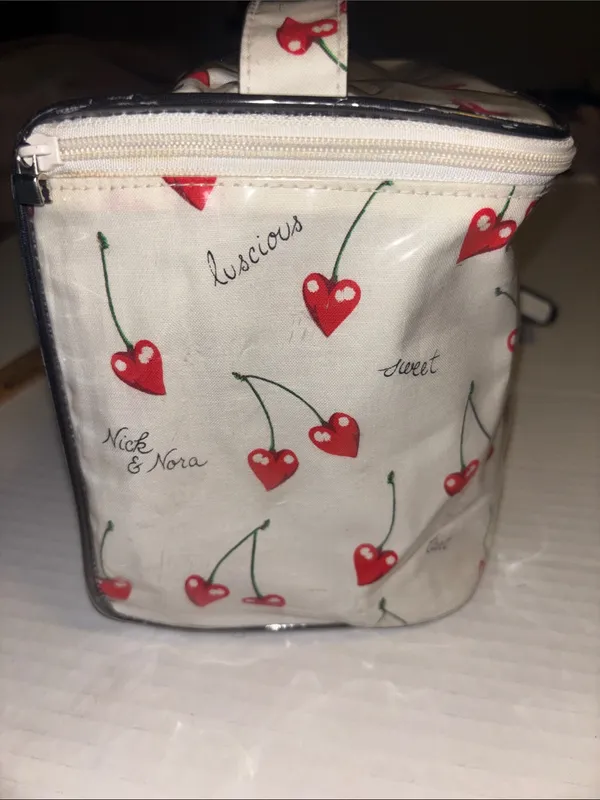 Nick & Nora Cherry Hearts Y2k Cosmetics Case With Matching Zip Pouch Vintage - Image 5