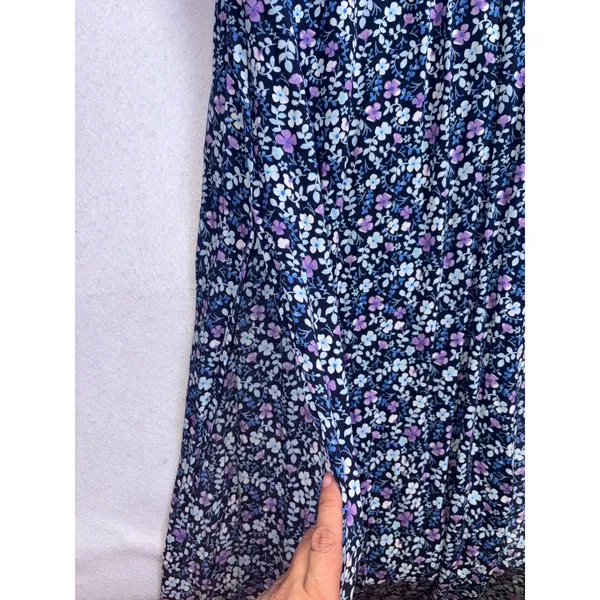 Abercrombie & Fitch Floral Maxi Dress Blue Purple Tie Back Cutout Small - Image 8