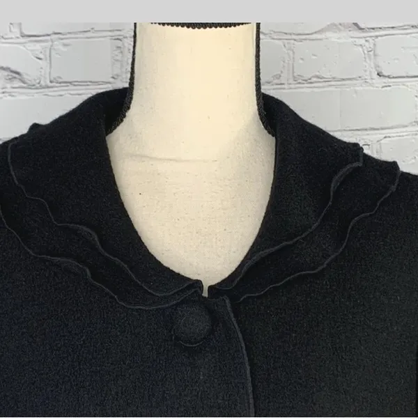Pendleton Black Wool Jacket Women’s Button Front Ruffle Collar Classic Size Med - Image 4