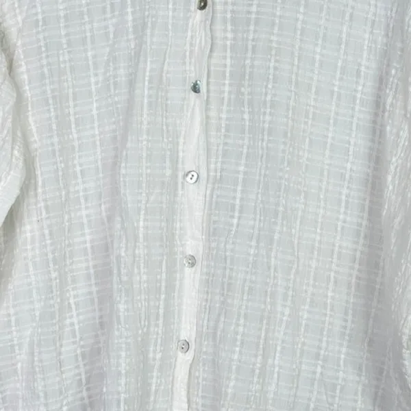 Zara Relaxed Lightweight Fit Cotton Button Down Collar Shirt Long Sleeve M White - Image 12