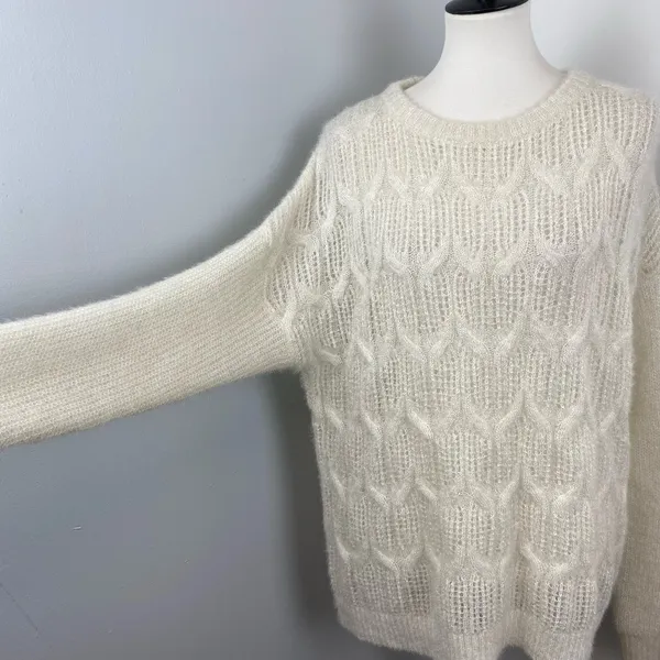 Soft Surroundings Ivory Soft Fuzzy Narcissa Crew Neck Sweater XL - Image 8