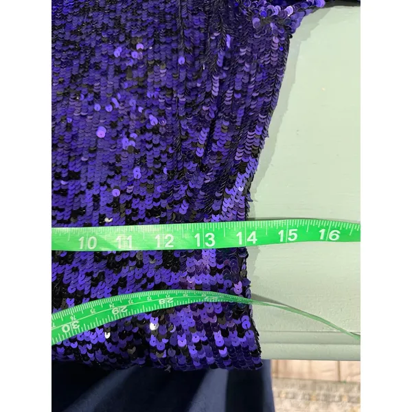 Vintage Oleg Cassini Black Tie Purple Ombre Sequin Silk Mini Dress Size 8 80s - Image 9
