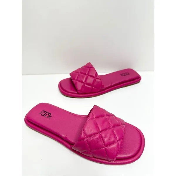 Nordstrom Rack Sandals Womens‎ Size 6 Quilted Pink Slides - Image 5