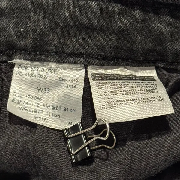 Levis Denim Overalls Mile High Wide Leg Crop Y2K Grunge 90s Streetwear Black 33 - Image 3