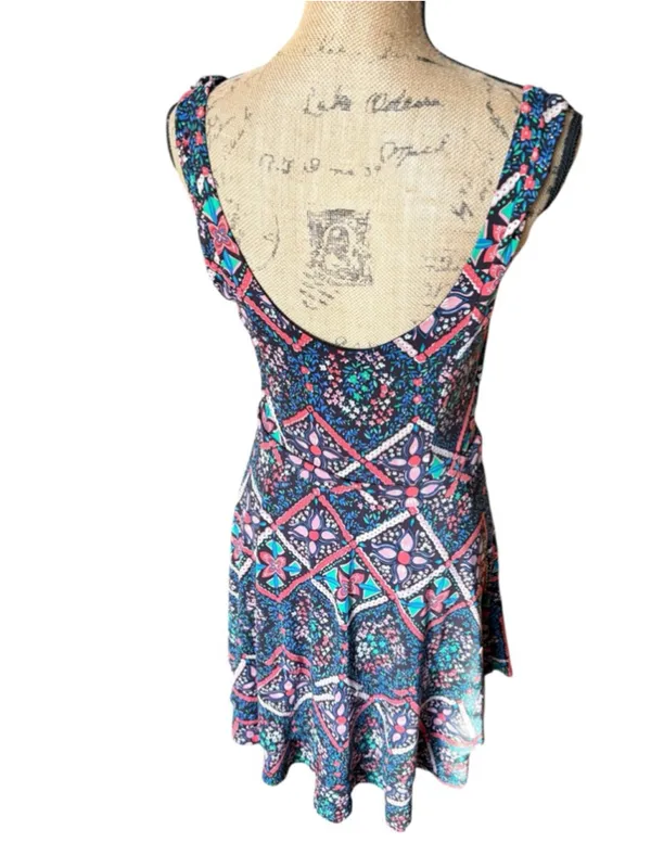 Free People Floral Mirror Image Stretch Fit Flare Dress Size L - Image 5