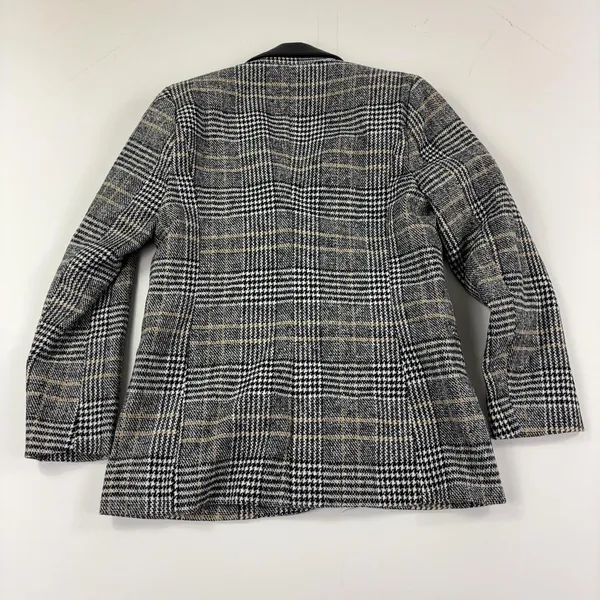 Altar'd State Blazer Womens XS Gray Plaid Faux Leather Collar Lined Jacket - Image 8