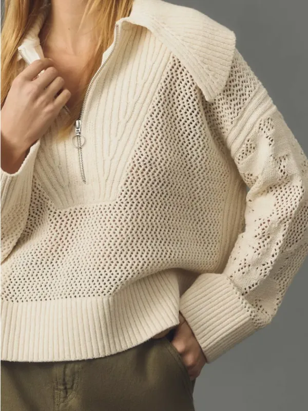 ANTHROPOLOGIE Daily Practice Half-Zip Oversized Pullover Sweater Size Small - Image 2