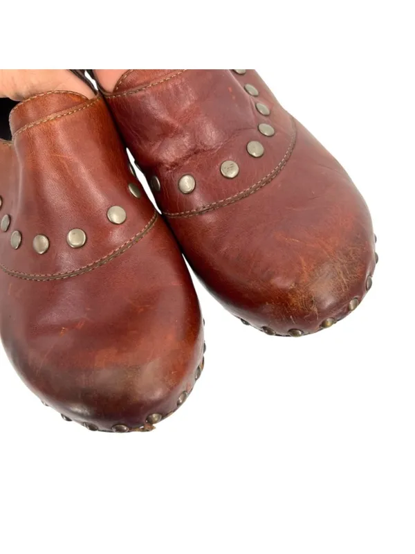 Dansko Ryder Brown Leather Studded Heeled Clogs Size 39 EU 8.5-9 US Cottagecore - Image 6