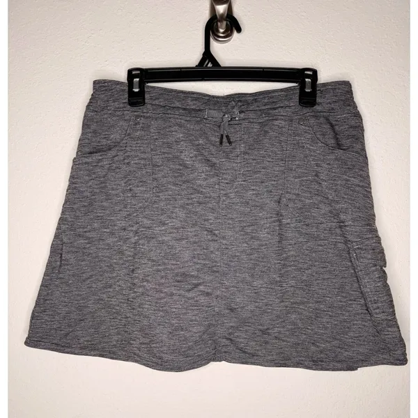Kuhl Mova Skort Gray Heather‎ Cargo Hiking Active Skirt Drawstring gorpcore Sz L - Image 2