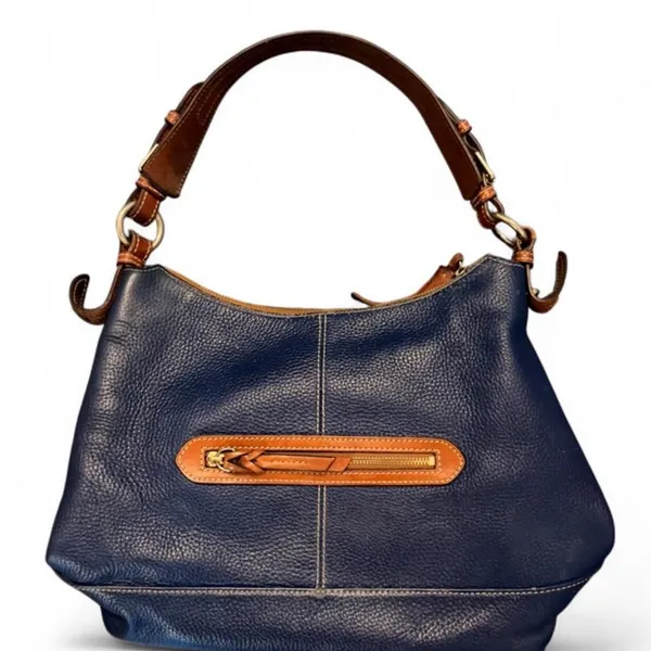Dooney & Bourke Sophie Hobo Navy Pebble Grain Leather Shoulder Bag Tassel - Image 3