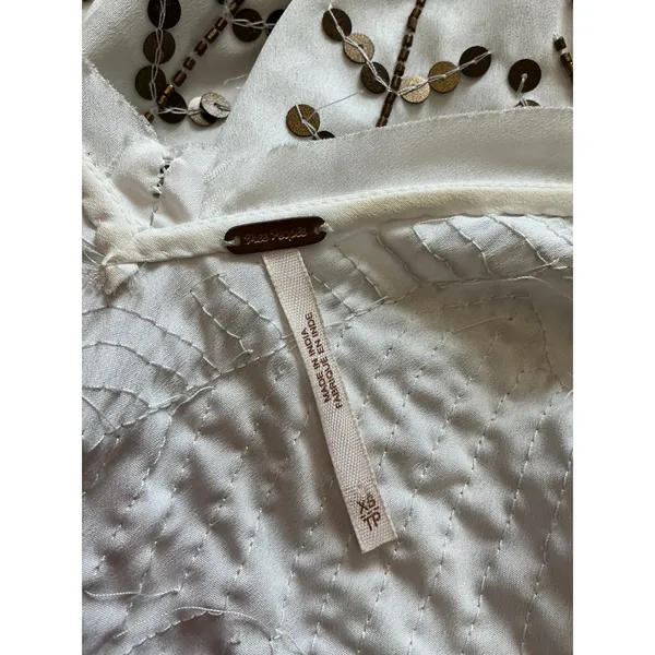 Free People Ivory Beaded Sequin Geometric Embellished Cami Tank Top XS - Image 4