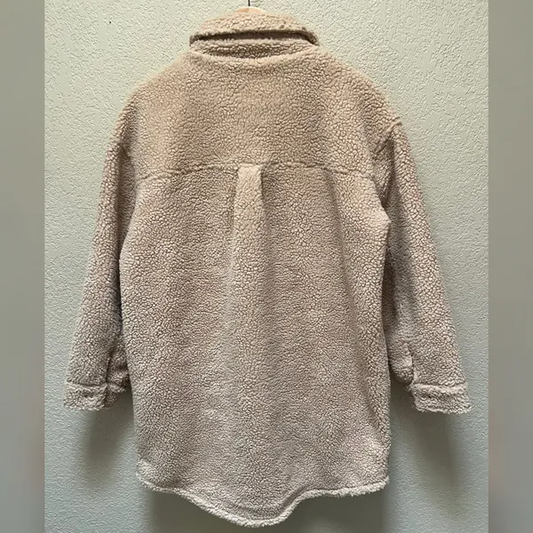 American Eagle Women’s Mid Length Sherpa Teddy Tan Color Coat Size-M - Image 2