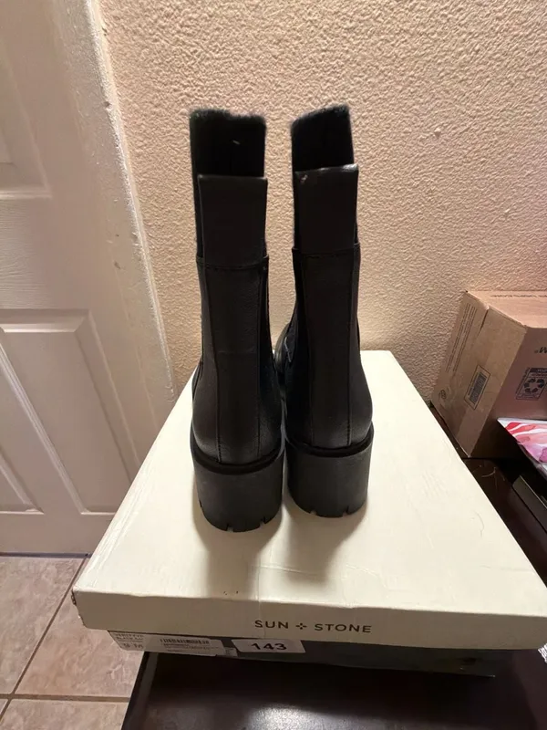 Sun + Stone Verityyp Black Platform Chelsea Boots Size 8M - Image 3