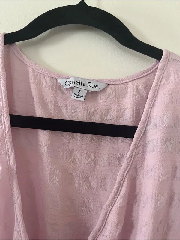 Pink Puff Sleeve Tiered Midi Dress Small Cottagecore Modest Romantic - Image 2