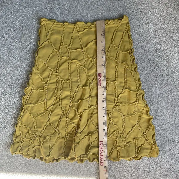 Haystacks Boho Patchwork Midi Skirt Made in Michigan Mustard Yellow Size Small - Image 9