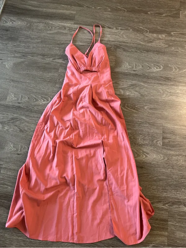 Pink Cutout Slit Midi Dress - Image 3