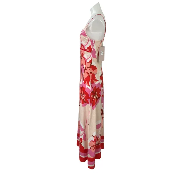 NEW White Closet Multicolor Floral V Neck Sleeveless Cami A Line Maxi Dress XS - Image 2