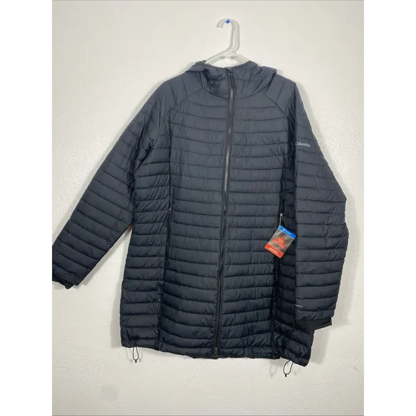 Columbia Women's White Out Mid Omni-Heat long black parka with hood size 1X NWT - Image 2