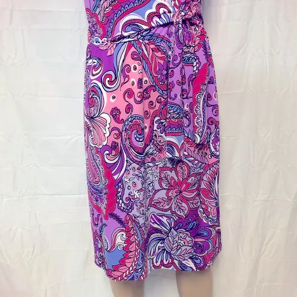 Karin Stevens Paisley Print Dress With Belt Size 10 - Image 6