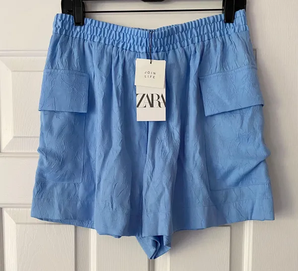 ZARA Satin Effect Cargo Shorts, Size M - Image 7