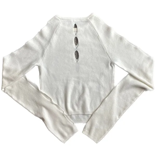 Urban Outfitters Ulla Cut Out Sweater Cream Size Medium - Image 2