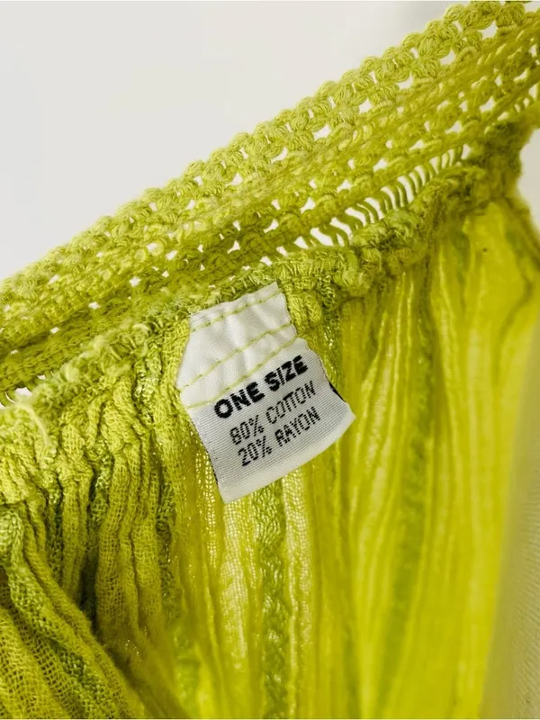 VINTAGE Lime Green Gauze Midi Dress - Image 5