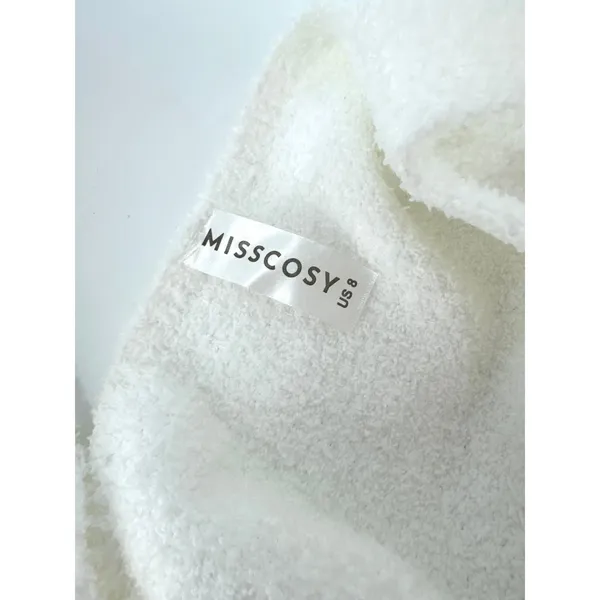 Misscosy White Fuzzy Knit Nightgown V-Neck Tie Front Sleeveless Size 8 - Image 5