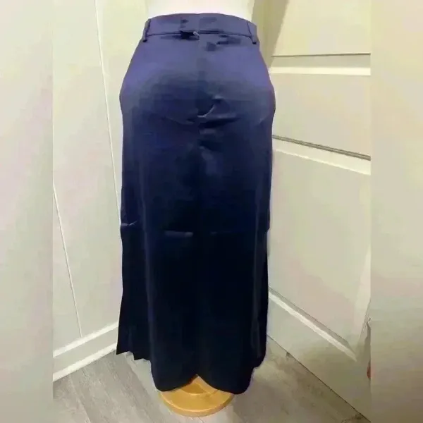 Anthropologie $128 Purple Sateen Satin Trouser Maxi Skirt Slit NEW Size 4‎ - Image 3