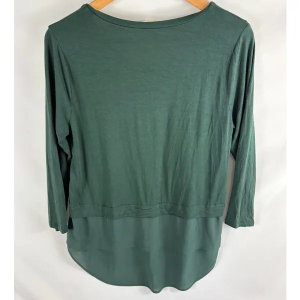 Michael Kors Mixed Media Green Sleeve Blouse Size Medium - Image 4