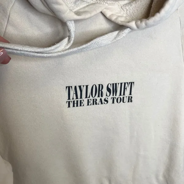 Taylor Swift‎ The Eras Tour Hoodie Beige Cream Graphic Concert Merch Small - Image 4