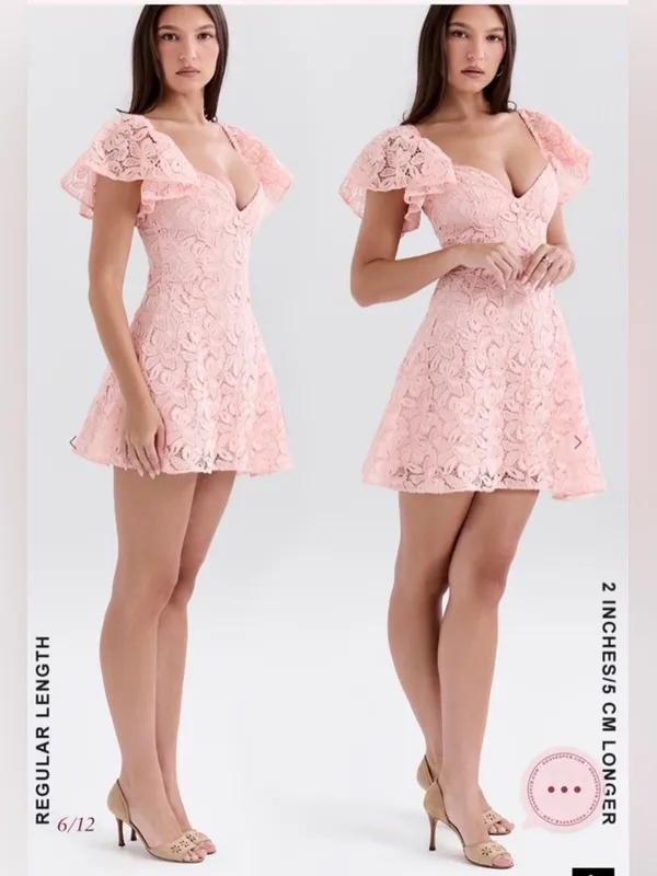 NEW House of cb VERITY Perfectly Pink Floral Lace Mini Dress sz XS - Image 5