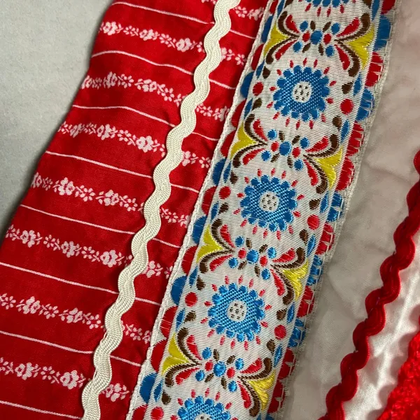 Folk Peasant‎ Blouse Top Women White Red Embroidered Balloon Sleeve European - Image 15