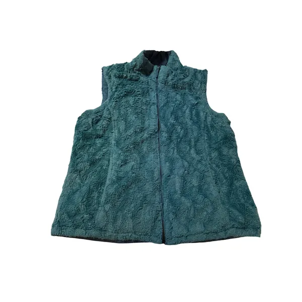 FREE COUNTRY Reversible Vest Teal Green‎ Size Large Full Zip Fur Water Resistant - Image 7