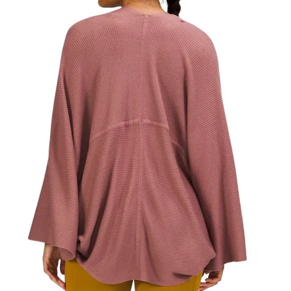 Lululemon Women's Cashlu Knit Textured Wrap Rose Pink Cardigan Sweater Size M/L - Image 2