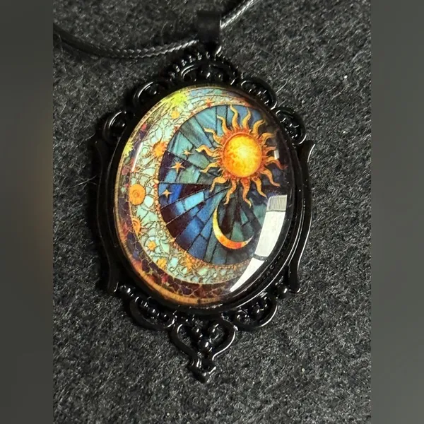 Celestial Pendant Necklace Black - Image 3