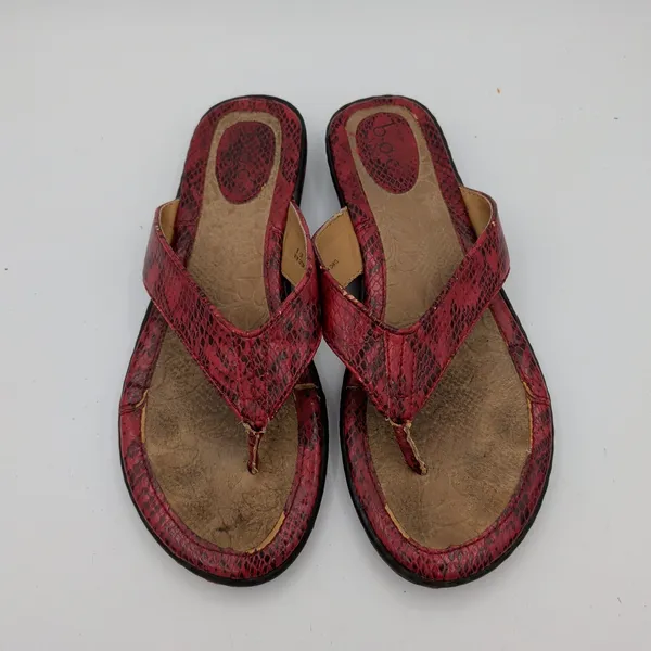 b.o.c. Born Concept Womens‎ Red Snakeskin Print Thong Flip Flop Sandals 8 Cat284 - Image 4