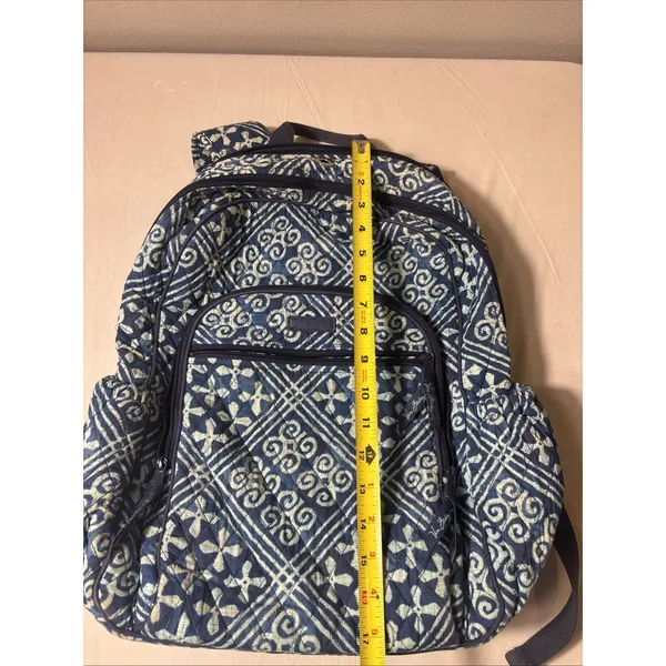 Vera Bradley Cuban Tiles Campus Tech Backpack RETIRED Blue Laptop Compartment - Image 12