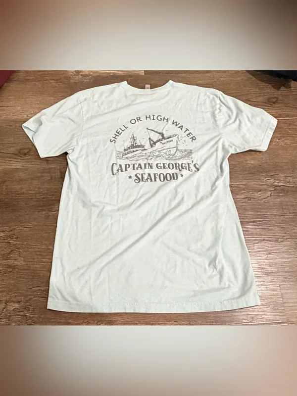 Gildan Light Blue Captain George's Seafood Short Sleeve Tee - Image 3