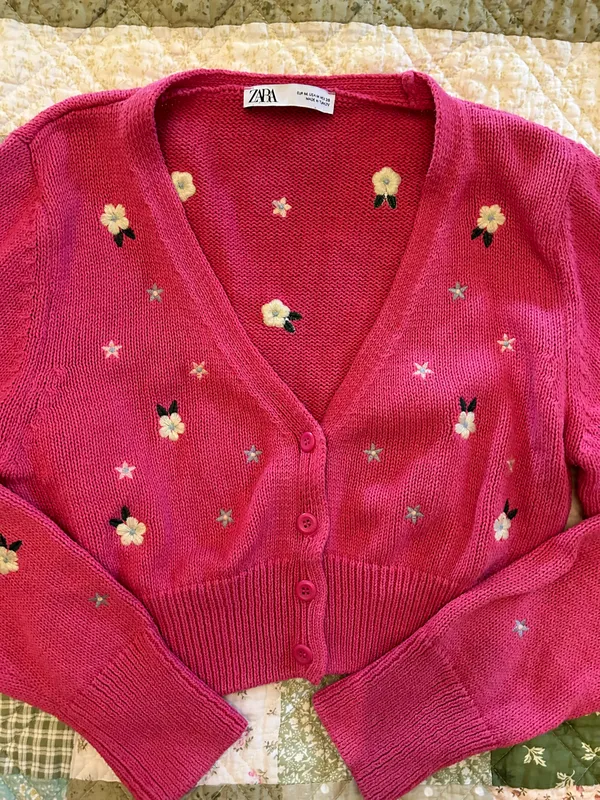 Zara Embroidered Floral Cardigan - Image 4