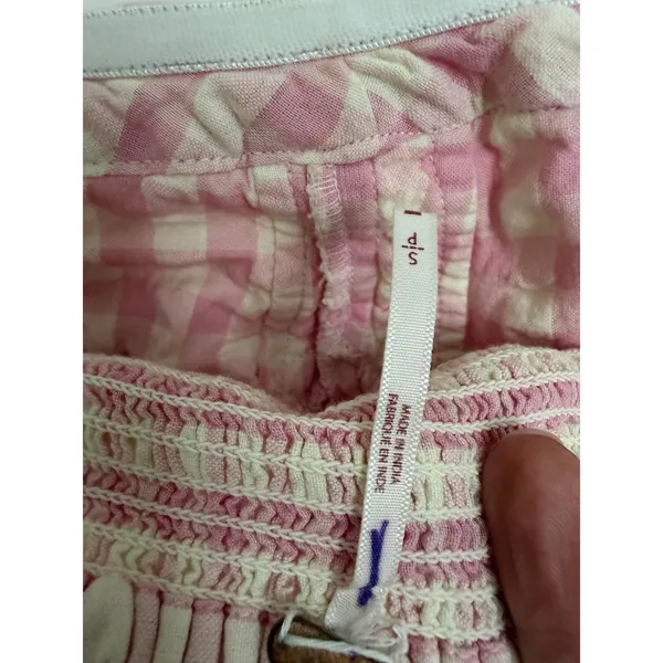 Free People Tube Top Women Small Pink Gingham Corset Strapless Smocked OB1732606 - Image 5