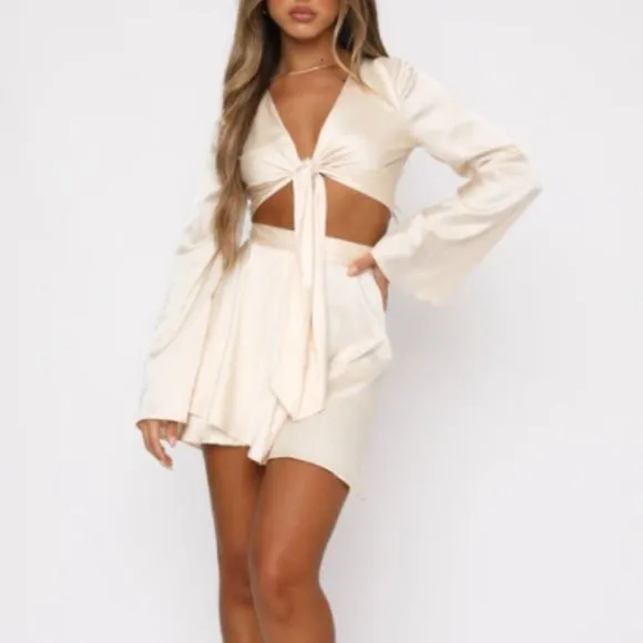 White Fox Such A Delight Crop Top and In a Dream Wrap Skirt Set in Champagne - Image 7