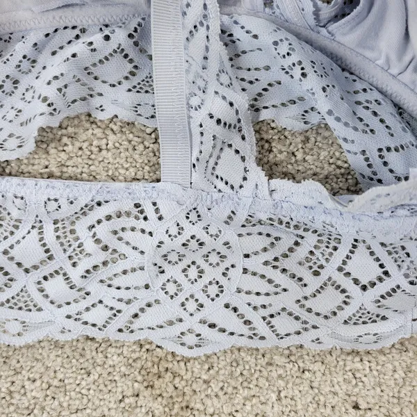 Aerie Lace Bralette‎ Womens S Blue Padded Adjustable Crossed Strap Lingerie Top - Image 9