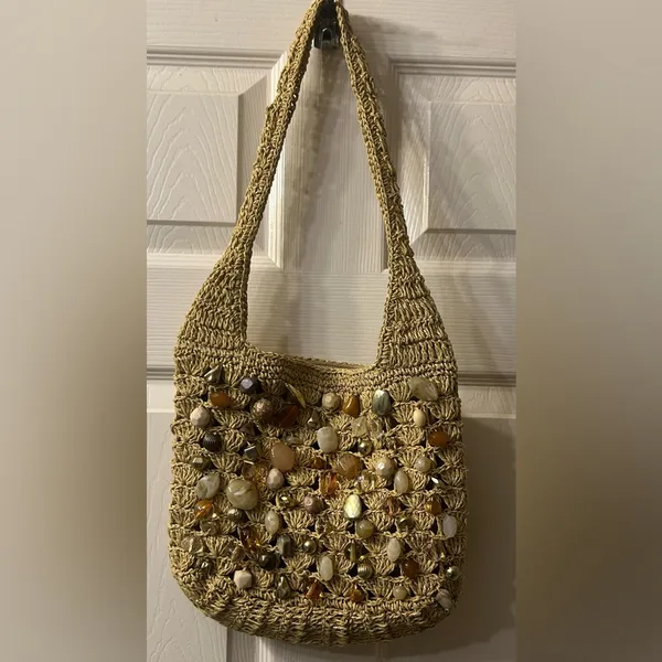Capelli of New York Beige Crochet Shoulder Bag - Image 2