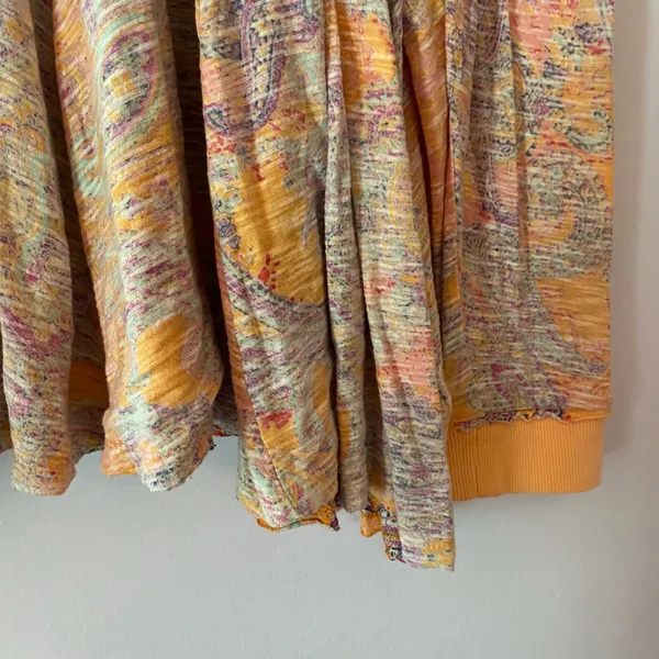 Free People Orange Pink Paisley Oversized Loungewear Long Sleeve Shirt Medium - Image 5