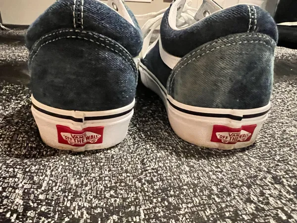 Womens 10 Vans Old Skool Acid Wash Denim Lowtop Skate Shoes- Blue/White - Image 9